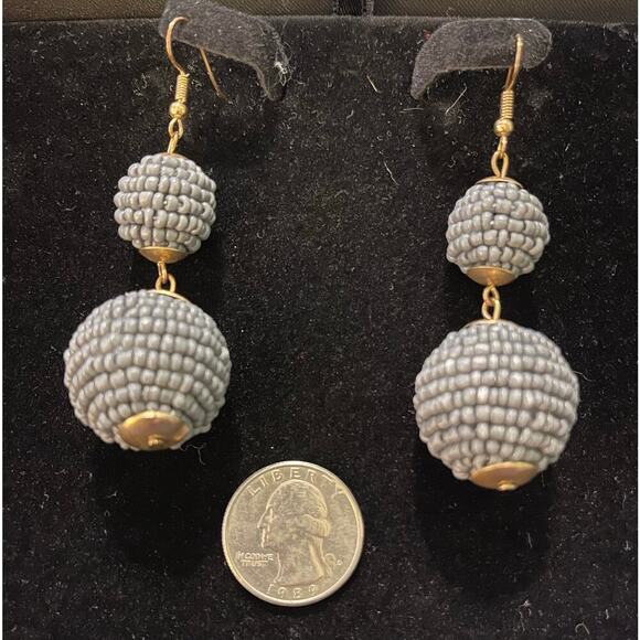 Women’s Seed Bead Double Ball Drop Earrings - Picture 1 of 1